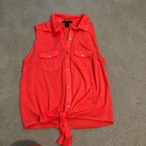 Hot pink tie loose tank top